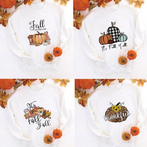 Happy Fall Y'all Sweatshirt Harajuku Graphic Grunge Fall Pumpkin Autumn Pullovers Fashion Women Jumper Long Sleeve Sweatshirts