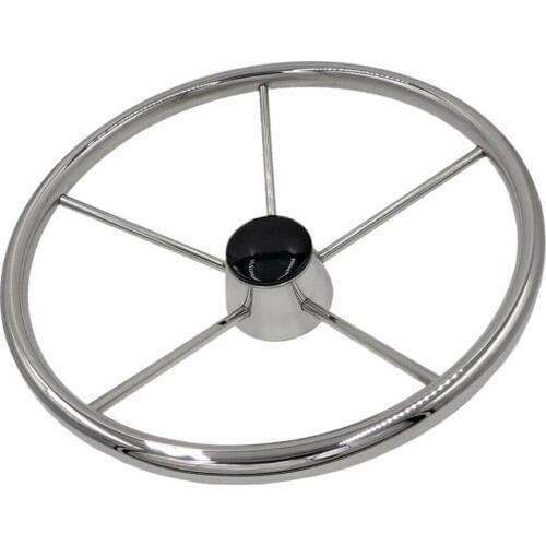 Boat Steering Wheel 5 Spoke 25 Degree 13-1/2'' Stainless Steel 304 For Marine Yacht