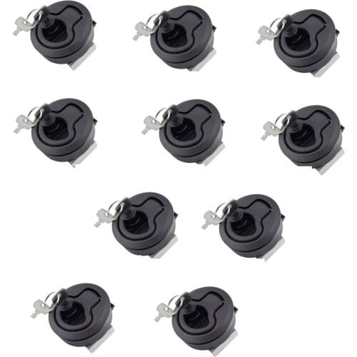 10pcs 2" Plastic Marine Boat Round Deck Lock With Key Flush Pull Slam Latches Lift Ring Handle RV Boat Yacht Hatch Door Lock