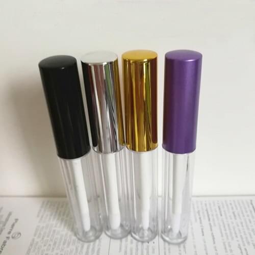 100pcs 1.5ml Empty VE Liquid Lip Gloss Tube Plastic Lip Balm Container wit Silver/Gold/Purple/Black Lid Trial Refillable Bottle