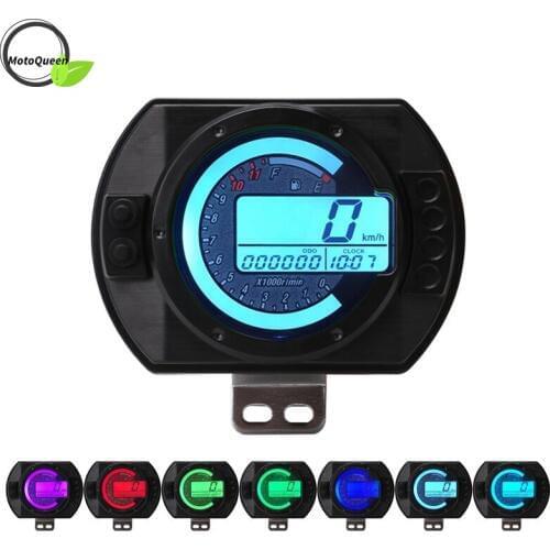 12500 RPM Motorcycle Speedometer LCD MPH Digital Odometer 7 Colors Back light Motorbike Tachometer Racing Part