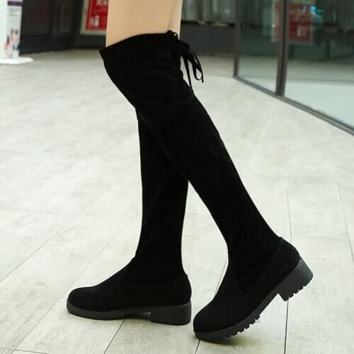 2020 Female Fashion Party Shoes Ladies butterfly-knot Plush New Boots Women Over-the-kenn Boot round Toe Shoes U11-66