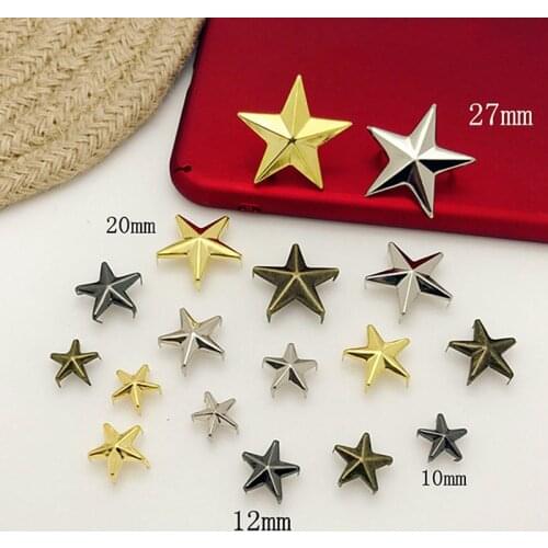 10-27mm Gold/Silver/Bronze/Metal Star Garment Rivets Nailhead Claws Stud Hat Bag Shoe Jeans Leather Craft Clothes Accessories