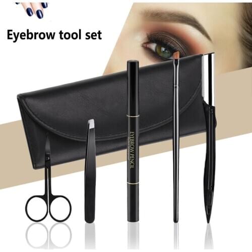 5PCS Eyebrow Trimmer Suit Eyebrow Brush Eyebrow Clip Eyebrow Scissors Eyebrow Shaping Knife Make Up Tool Kit
