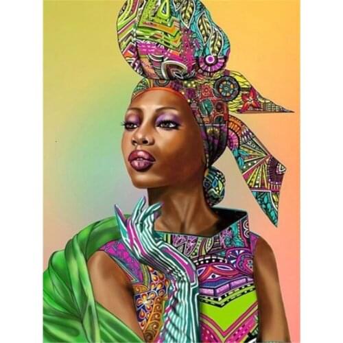 African Woman DIY 11CT Embroidery Cross Stitch Kits Needlework Craft Set Printed Canvas Cotton Thread Home Decoration Room