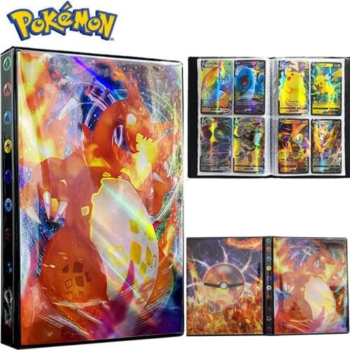 4 Pocket 160 Card Shining Album Pokemon Collection Charizard Mewtwo Holder Playing Game Map Pokémon Binder Folder Kid Toy Gift