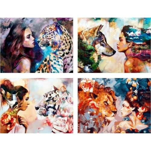 5D DIY Diamond Painting Beauty and Animal Cross Stitch Kit Square/Circle made of rhinestones Embroidery Decoration Art Picture