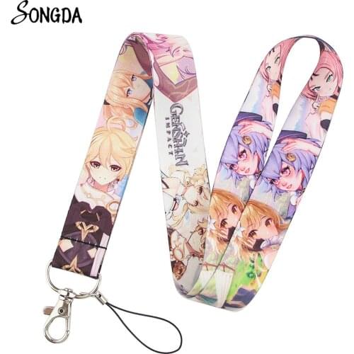 Anime Genshin Impact Keychain for Phone Charms Hanging Straps Lanyard Neck Key ID Card Badge Keycord Accessories Unisex Gifts