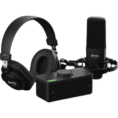 Audient EVO4 Bundle Audio Interface Studio Recording Kit, Sound Card EVO4 Monitor Headphone SR2000 Condenser Microphone SR1