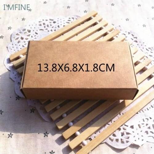 Free Shipping 100pcs 13.3*6.8*1.8cm Natural Kraft Folded Christmas Gift Box, Storage/Small Jewelry Accessories Paper Fold Box