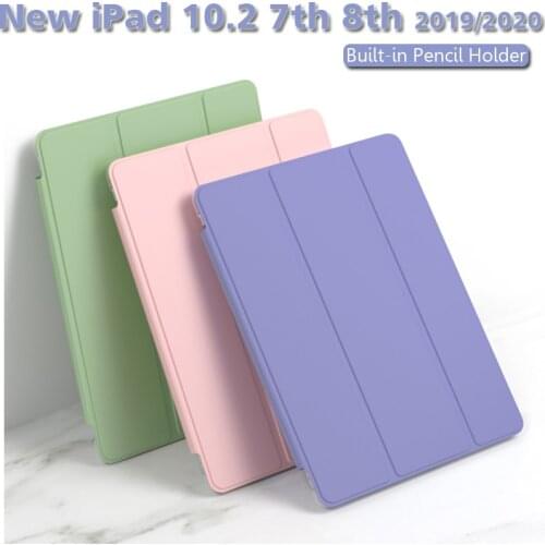 With Pencil Holder Case for iPad 10.2 7th/8th Gen 2019/2020 Silicone Soft Screen Protector for iPad 10.2 Funda A2072/A2316/A2324