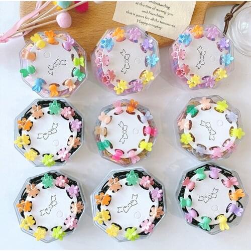 Flower Candy Hair Claws Disposable Rubber Hair Band Set Jelly Rabbit Mini Girls Hair Clips Ponytail Ties Gum Styling Accessoires