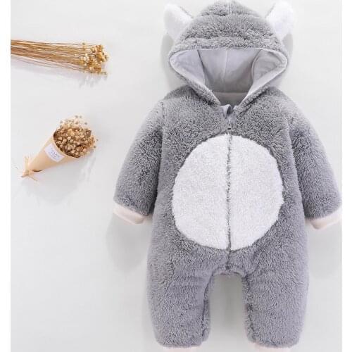 Baby Girl Boy Thick Romper Winter Girls Boys Clothes Warm Animal Overall Rompers Infant Hooded Jumpsuit Baby Clothing Kids Outfi