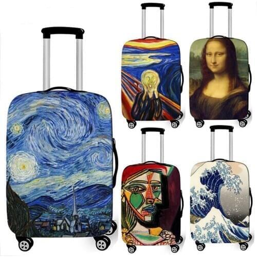 Van Gogh art oil painting / Janpan wave / Mona Lisa luggage protective cover elastic suitcase cover anti-dust trolley case cover