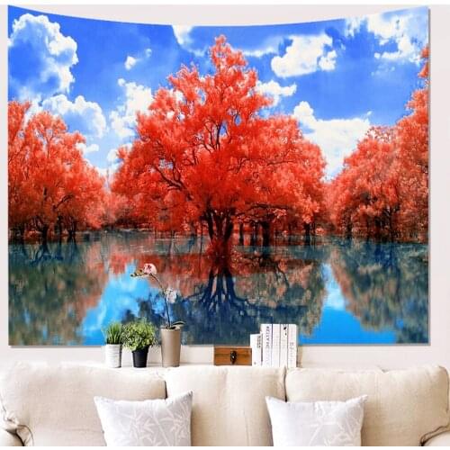 2021 Mountain Tapestry Forest Tree Wall Tapestry Sunset Tapestry Nature Landscape Hippie Wall Hanging For Room Decor 90x59 Inch