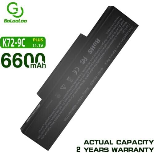 Golooloo 9 Cells 6600MaH Laptop Battery for ASUS A32-K72 A72 A72D A72DR A72F A72J A72JK A72JR A32-N71 K72 K72D NEW