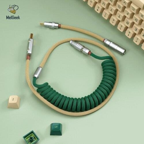 MelGeek Handmade Coiled USB Cable with Aviator Customized MG Master Keycaps Colorway USB Cable type c mini usb micro