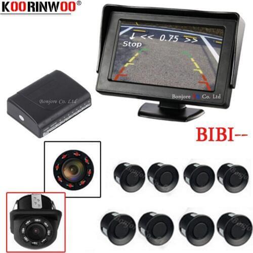 Koorinwoo Ultrason 8 Probe Reverse Radar 22mm Flat Car Parking Sensor Buzzer Car Screen Rear View Camera with Digital Distance