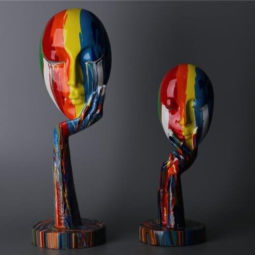 Modern Creative Painted Colorful Abstract mask Decoration Home Wine Cabinet Office Decoration Desktop Decoration Crafts
