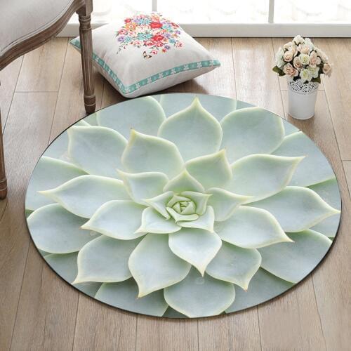 Round Door Mat Living Room Floor Cushion Dining Room Area Rugs Bathroom Non-Slip Carpets Cactus Texture Background Nature Plant