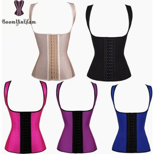 Latex Vest Corset 3 Hooks Waist Cincher Slimming Weight Loss Corset Chest Binder 9 Steel Boned Waist Trainer 888