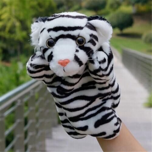 Cute Cartoon Animal Tiger Finger Puppet Plush Toys Child Baby Dolls Boys Girls Finger Puppets