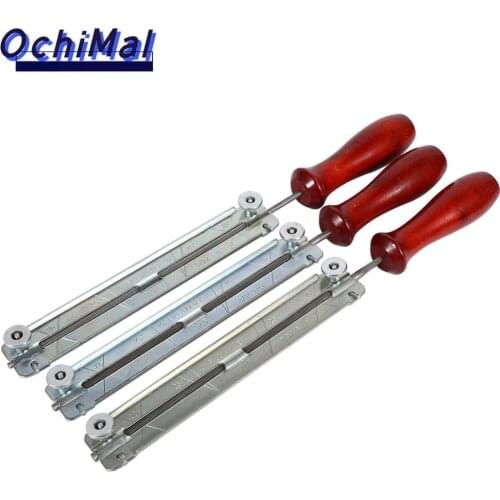 Chainsaw Sharpening Kit Saw Chain File Holder Guide Steel Filing Sharpening Instruction Hand Tools with Wooden Holder