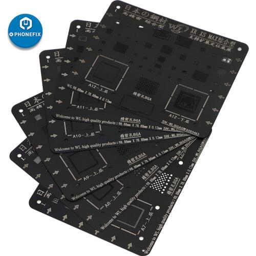 WL Black Steel BGA Reballing Stencil Kit for IPhone 12 12pro Max 11 11Pro XS XR X 8P 8 7 CPU IC Chip Tin Planting Soldering Net