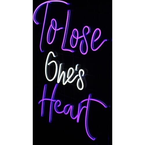 Neon Light Sign Custom Phrase To Lose Ones Heart Decor Indoor Wall Hanging Flex Led Transparent Acrylic Led Neon Signs