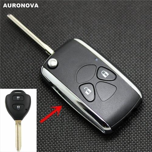 AURONOVA New Upgrade Folding Key Shell for Toyota Rav4 Camry Avalon Matrix Corolla 2 Buttons Modified Remote Car Key Case