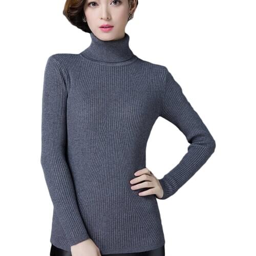 New 2020 Women Autumn Winter Cashmere Sweaters Turtleneck Warm Pullover Solid Minimalist Elegant Sweater
