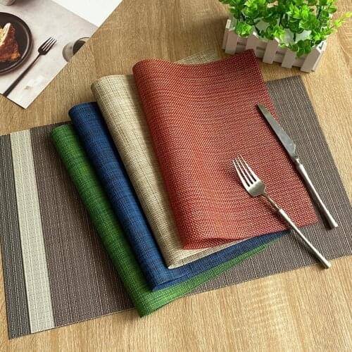 Solid Color Heat Insulation PVC Western Hotel Table Mat Woven Placemat Coaster Hotel Table Mat