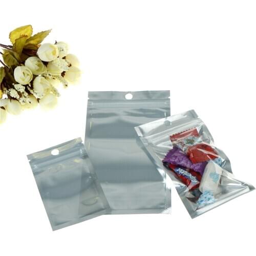100pcs/lot Clear Aluminum Bags Foil Mylar Storage Sealer Zip Bag Kitchen Vacuum Food Package