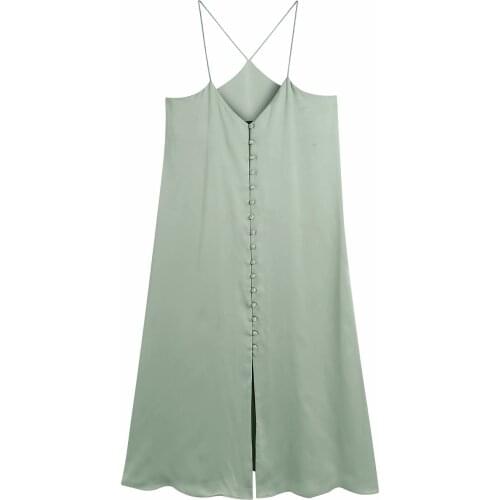 New Pop Women Camisole Dress V-neck Thin Straps Vogue Elegant Casual Chic Lady Summer Woman Midi Dresses