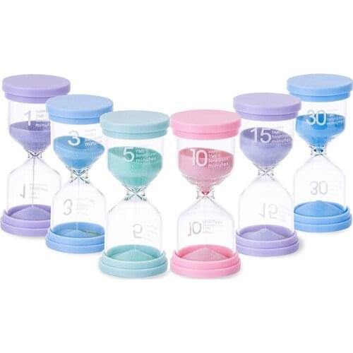 Practical 6Pcs Sand Timers for Kids and Classroom - Big Plastic Sand Hour Glass Hourglass Set