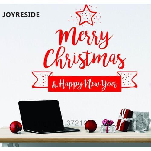 JOYRESIDE Merry Christmas Wall Sticker Happy New Year Wall Decals Home Wall Decals Home Rooms Decoration Livingroom Decor WM011
