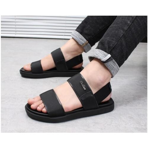 Men Summer Fashion New Style Genuine Leather Casual Personality Rome Holiday beach Sandals Men Youth Elastic Flat Sandals