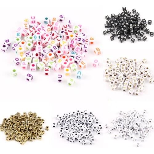 Mixed Black Letter Acrylic Beads Square Flat Alphabet Cube Loose Spacer For Jewelry Making Handmade Diy Bracelet Necklace 5*5mm