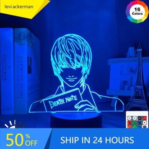 Yagami Light Figure Acrylic LED Night Light Anime Gift Death Note Lamp for Kid Bedroom Decor Lighting Childrens Room Nightlight
