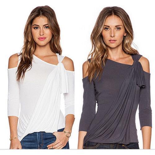 2017 Maternity Solid Basic Dolman Top with Knot on Shoulder 3/4 Sleeve Slim Tops Twist Front Casual T Shirts asymmetric Hemline