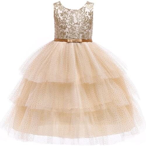 Children Wedding Party Gown Fashion Flower Embroidered Girls Dress Tutu Elegant Christmas Princess Dresses 2-9 Year Kids Clothes