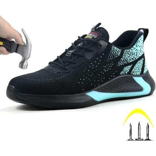 Safety shoes, breathable and wear-resistant flying woven upper, anti-smashing and anti-piercing autumn sports shoes men