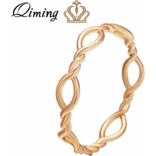 QIMING Simple Twisted Toe Rings Women Girls Gift Thin Rings Intertwined Boho Cheap Knuckle Finger Ring Party Jewelry Bague