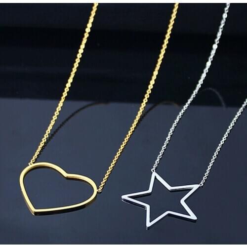 SHE WEIER Stainless Steel Chain Choker Heart Best Friends Pendant Necklace Women Chocker Neckless Korean Star Round Necklace