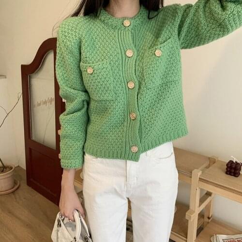 Sweater Women Coat Long Sleeve Black Autumn Knitted Jumper Elegant Korean French Office Lady Vintage Casual Jacket Cardigans