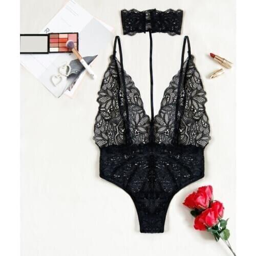 Hot Sale Lace Body suit Sexy Womens Lingerie One Piece Plus Size Lace Babydoll Underwear Sex Lingerie Sleepwear