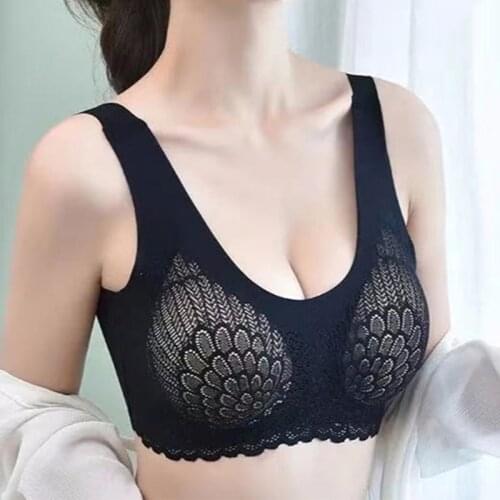 ZZSYKD Seamless Women Latex Bra Plus Size Underwear Bh Push Up Bralette With Pad Vest Lace Soft Active Bras Lingerie Crop Tops