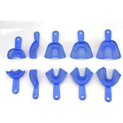 10Pcs/set Dental Plastic-Steel Impression Trays Autoclavable Denture Model Materials Teeth Holder Dental Central Supply
