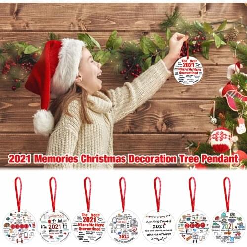 2021 Christmas Ornaments Xmas Tree Pendant Wooden Round Hanging Christmas Tree Decorations Christmas Decorations For Home Pretty