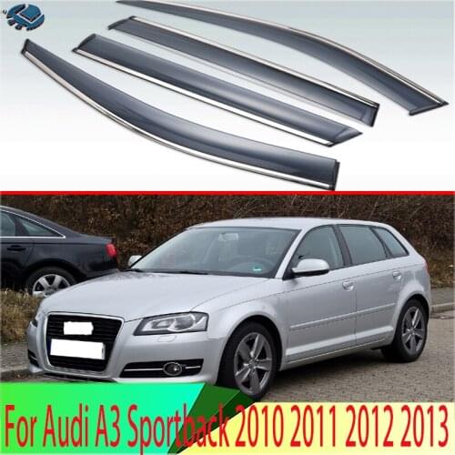 For Audi A3 Sportback 2010 2011 2012 2013 Plastic Exterior Visor Vent Shades Window Sun Rain Guard Deflector 4pcs